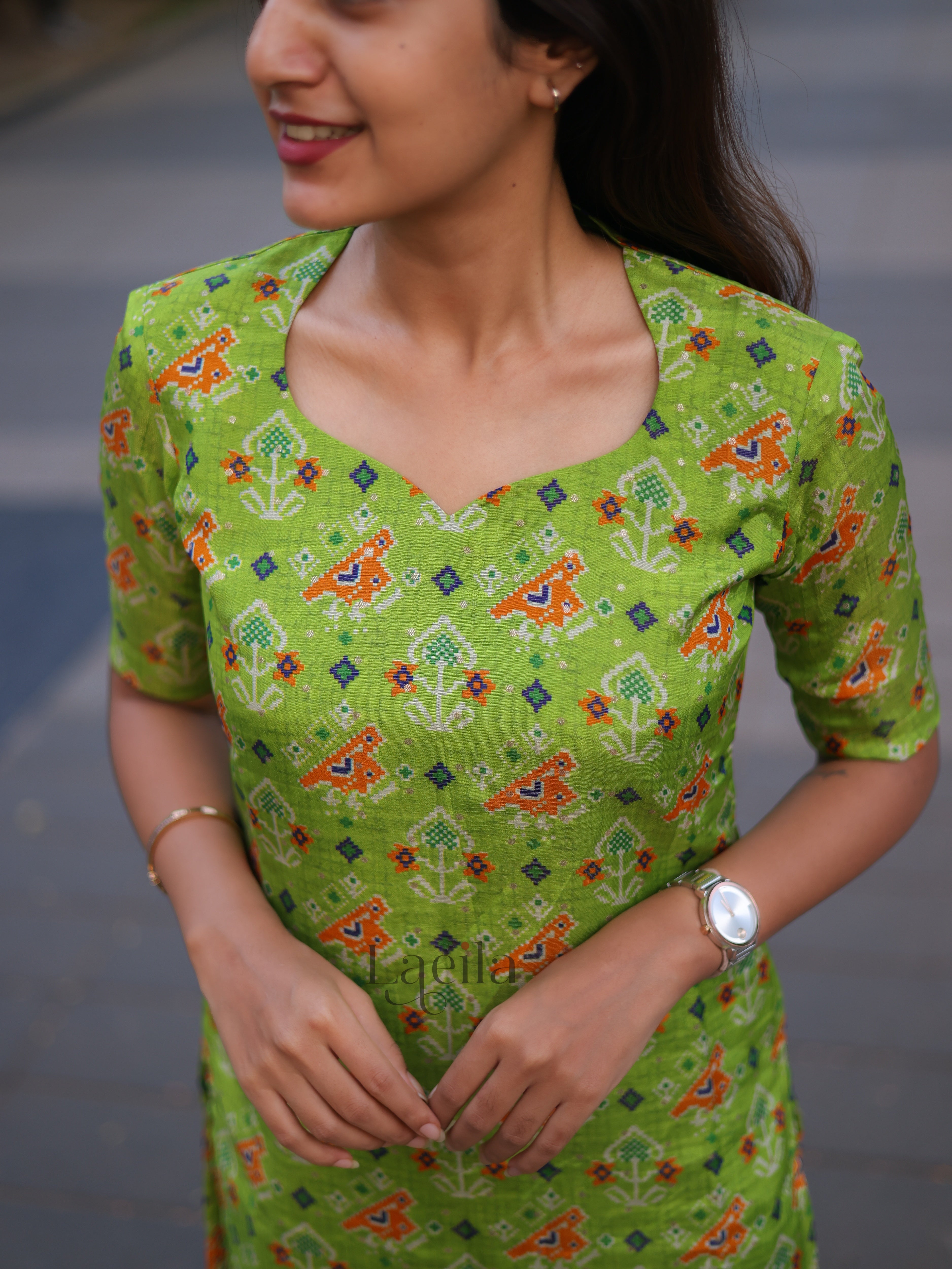 Lime tissue floral top